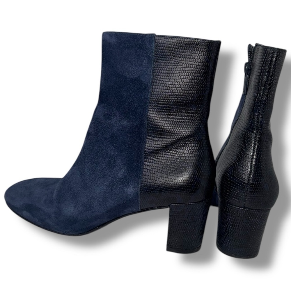 Donald Pliner JIA bootie Women’s 6.5M blue suede black embossed leather ✨SALE✨​